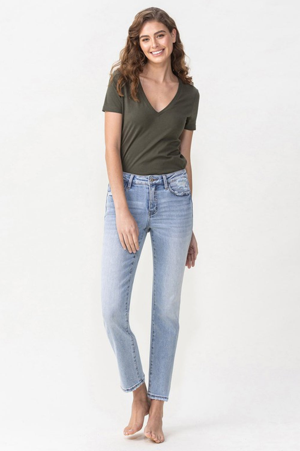Lovervet by VERVET Full Size Andrea Midrise Crop Straight Jeans