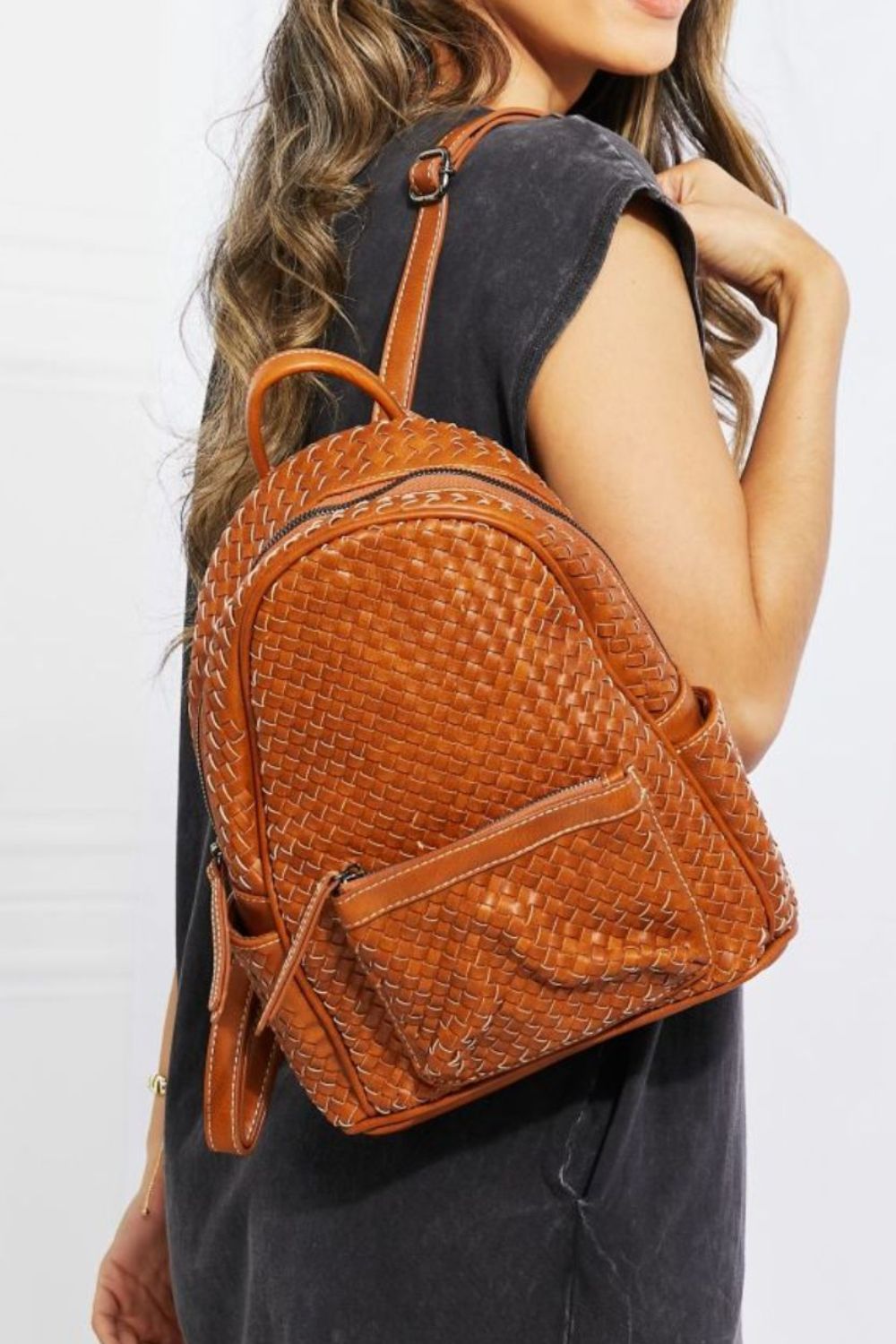 Woven Vegan Leather Handmade Backpack