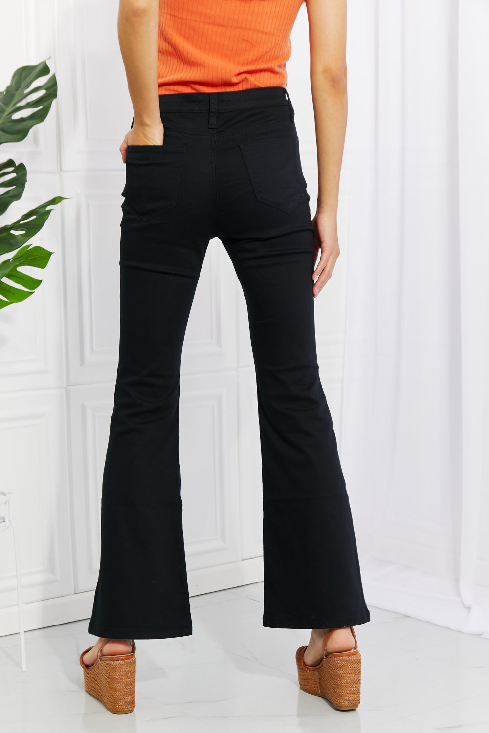 Zenana Clementine Full Size High-Rise Bootcut Pants in Black